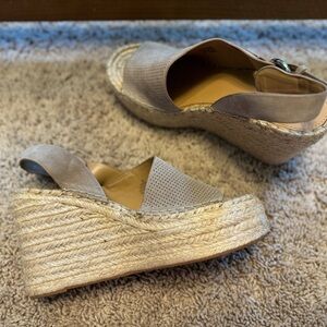 Grey taupe espadrille wedge from Marc Fisher